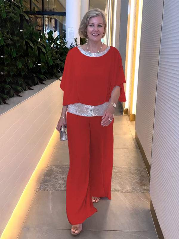 Women's chiffon sequin patchwork suit - Seldom Seen Styles