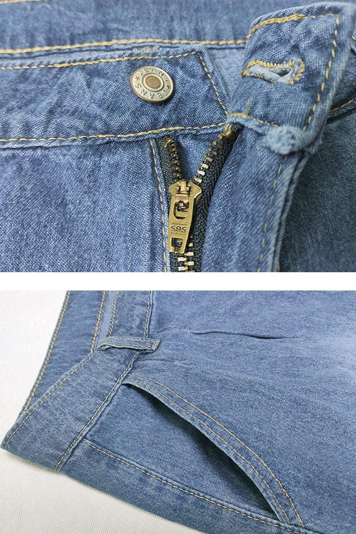 Women's High Waist Slim Wide Leg Pants Loose Mopping Pants Denim Trousers - Seldom Seen Styles