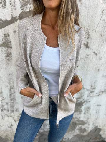 Casual Round Neck Zipper Thin Jacket - Seldom Seen Styles