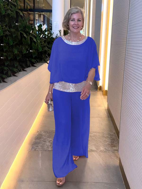 Women's chiffon sequin patchwork suit - Seldom Seen Styles