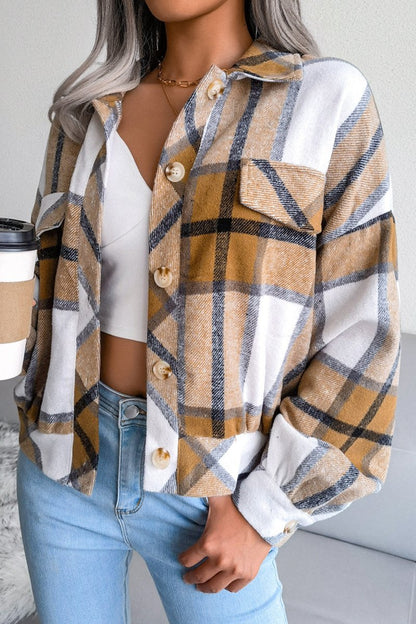 Women's Fashion Plaid Lantern Long Sleeve Woolen Coat - Seldom Seen Styles