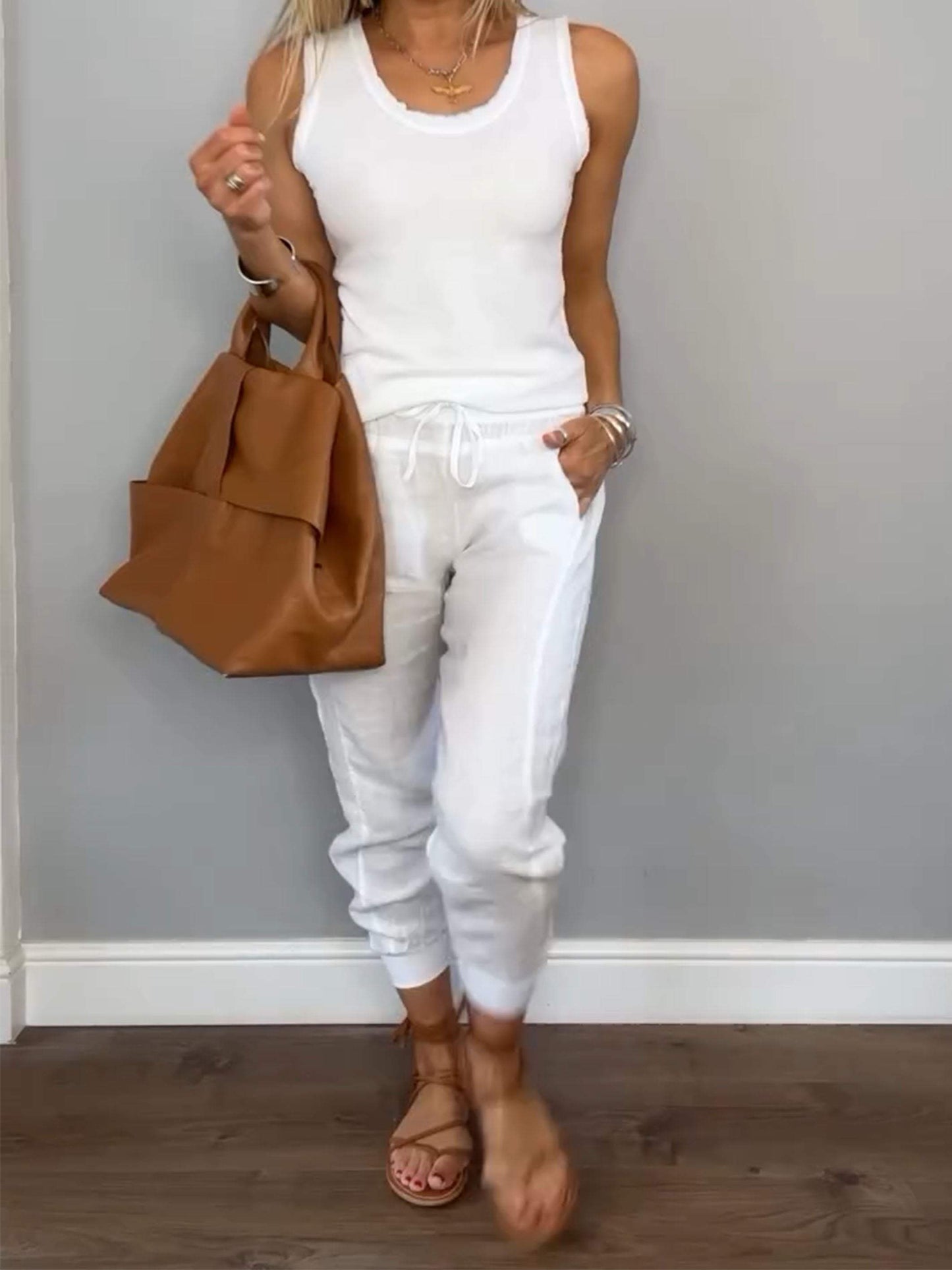 Women's Cotton and Linen Casual Two-piece Set - Seldom Seen Styles