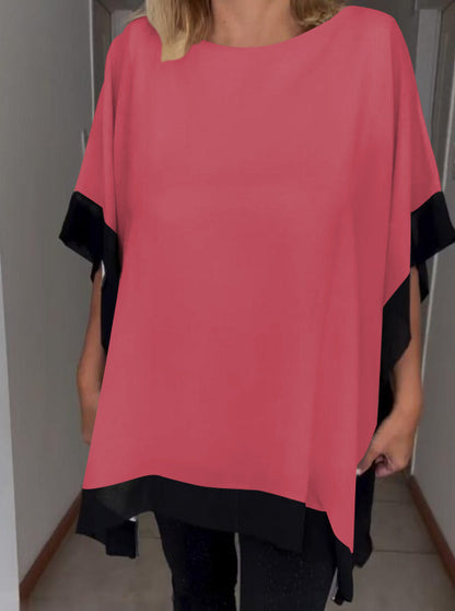 Contrast color patchwork casual top - Seldom Seen Styles