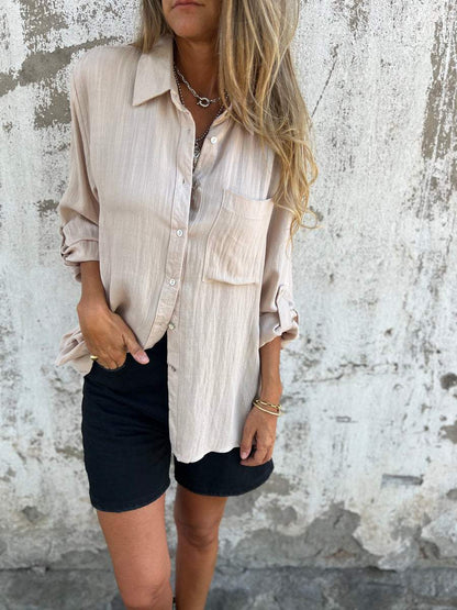 Cotton and Linen Lapel Shirt - Seldom Seen Styles