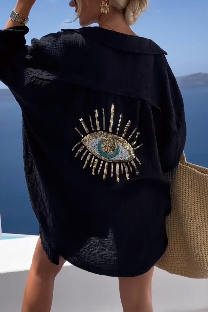 Casual sequin beaded shirt - Seldom Seen Styles