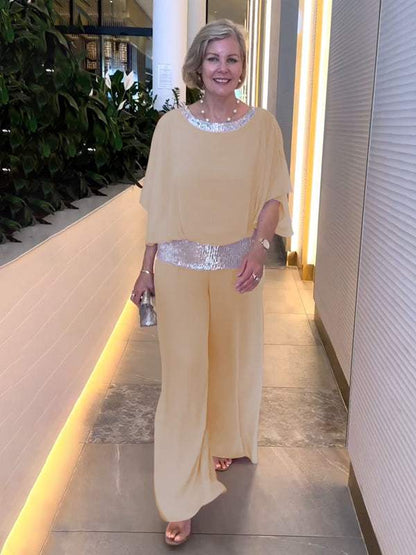 Women's chiffon sequin patchwork suit - Seldom Seen Styles