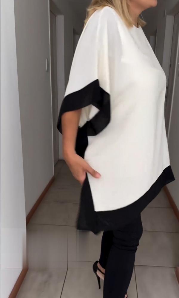 Contrast color patchwork casual top - Seldom Seen Styles