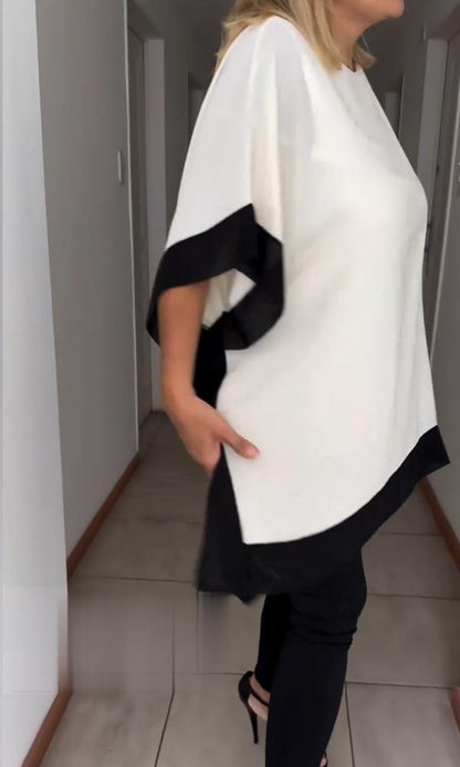 Contrast color patchwork casual top - Seldom Seen Styles