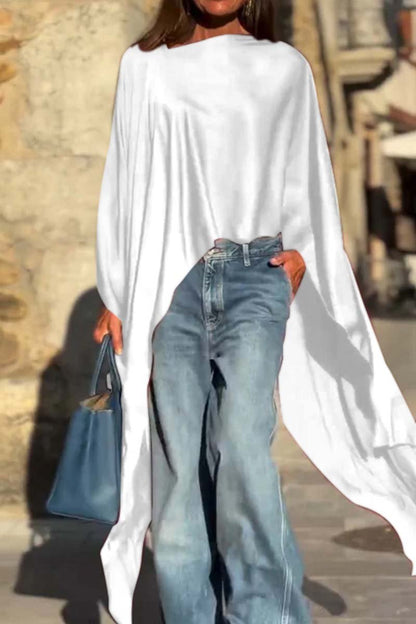 Women's Irregular Hem Satin Top - Seldom Seen Styles