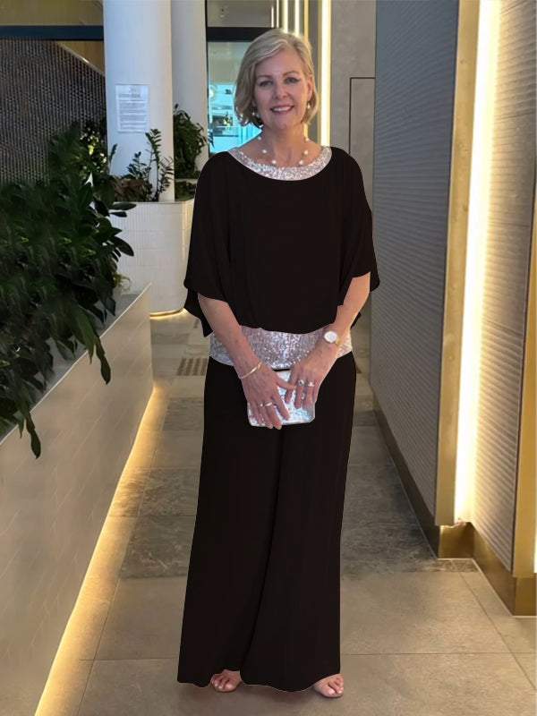 Women's chiffon sequin patchwork suit - Seldom Seen Styles