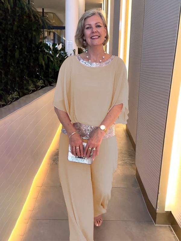 Women's chiffon sequin patchwork suit - Seldom Seen Styles