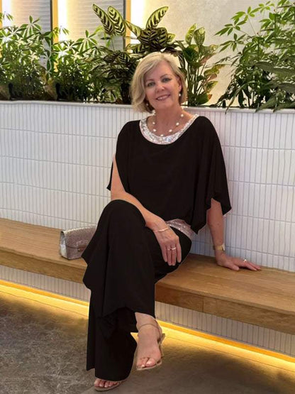 Women's chiffon sequin patchwork suit - Seldom Seen Styles