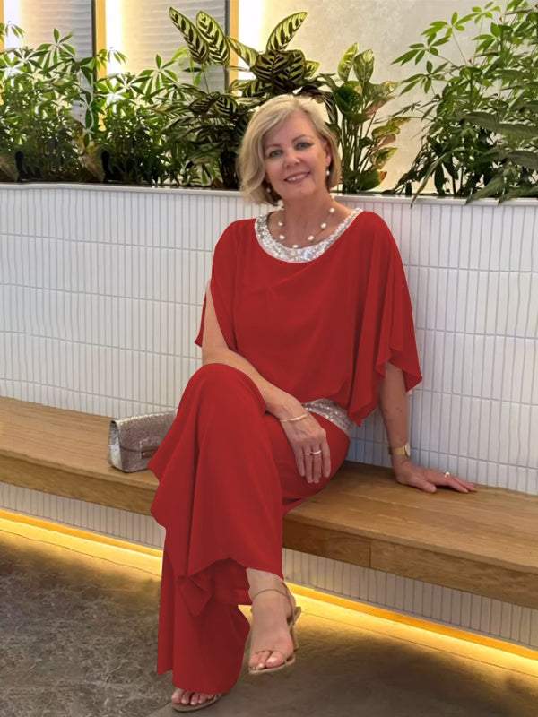 Women's chiffon sequin patchwork suit - Seldom Seen Styles