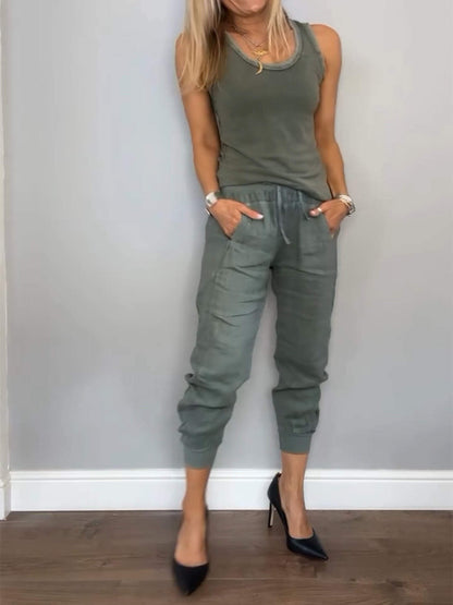 Women's Cotton and Linen Casual Two-piece Set - Seldom Seen Styles