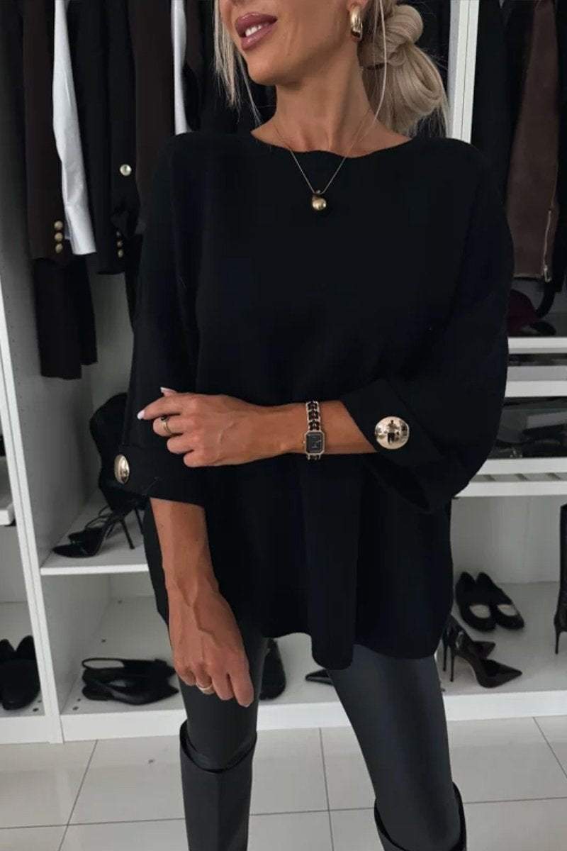 Women's Round Neck Mid-sleeve Knitted Casual Top - Seldom Seen Styles