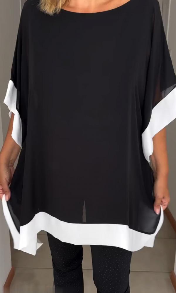 Contrast color patchwork casual top - Seldom Seen Styles