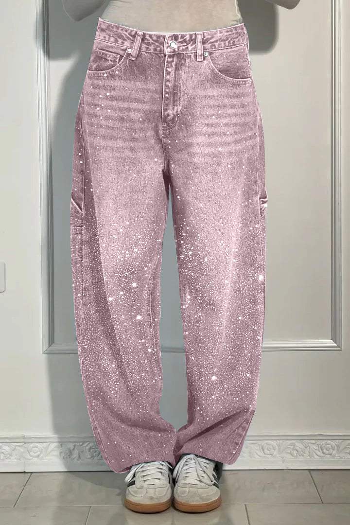 Women's Casual Rhinestone Loose Harem Jeans - Seldom Seen Styles