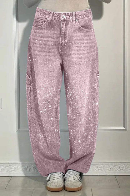 Women's Casual Rhinestone Loose Harem Jeans - Seldom Seen Styles