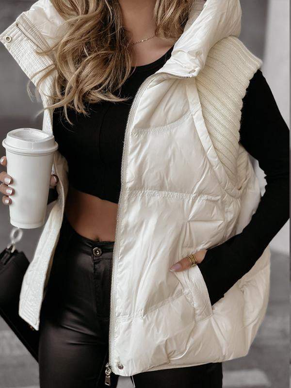 Women's Sleeveless Knitted Patchwork Cotton Vest Coat - Seldom Seen Styles