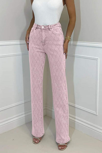 Women's Elegant And Fashionable Diamond Denim Trousers - Seldom Seen Styles