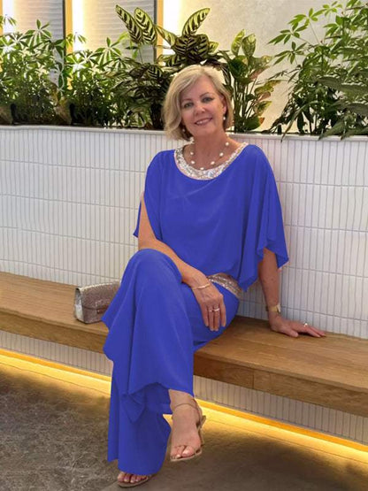 Women's chiffon sequin patchwork suit - Seldom Seen Styles