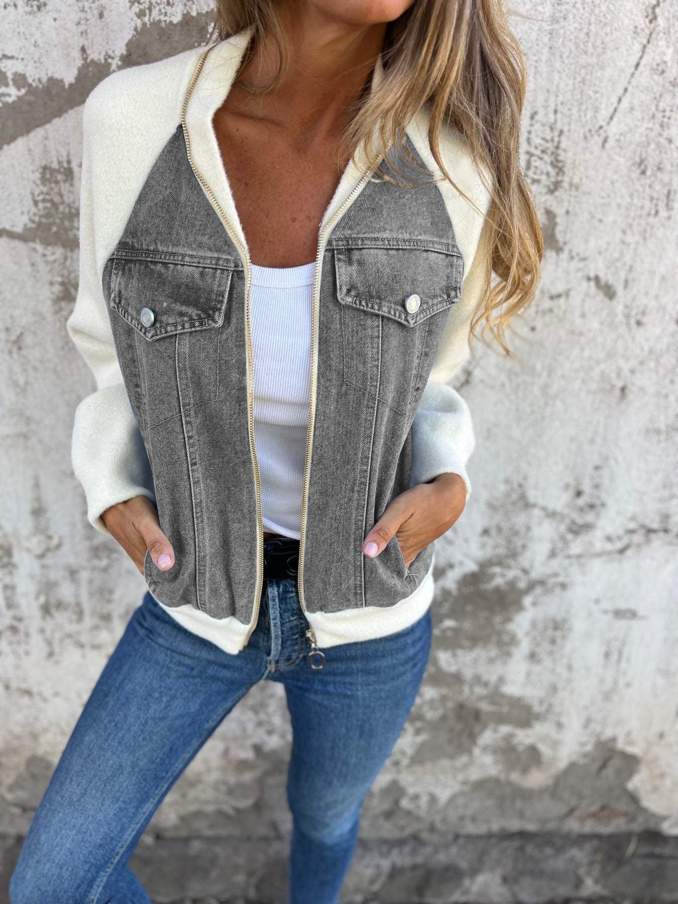 Casual V-neck Zipper Jacket - Seldom Seen Styles