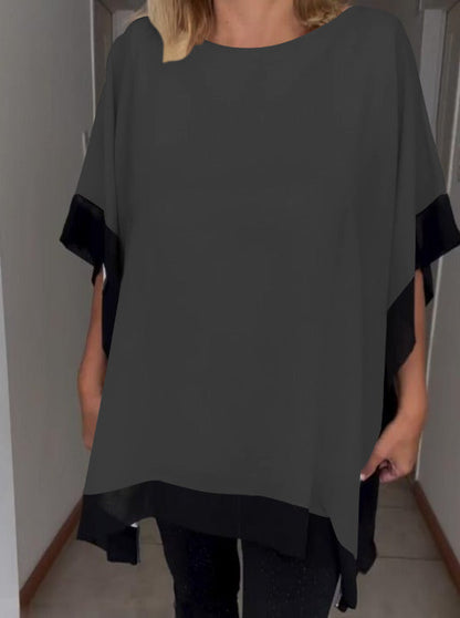 Contrast color patchwork casual top - Seldom Seen Styles