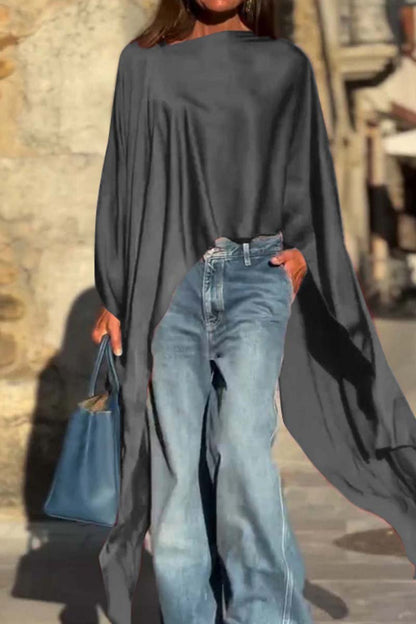 Women's Irregular Hem Satin Top - Seldom Seen Styles