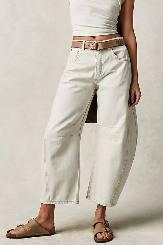 Fashion Casual Women's Loose Wide-leg Pants Mid-low Waist Washed Denim Trousers - Seldom Seen Styles