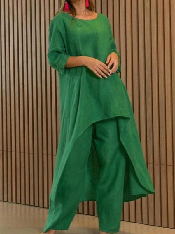 Fashionable women's solid color two-piece set - Seldom Seen Styles