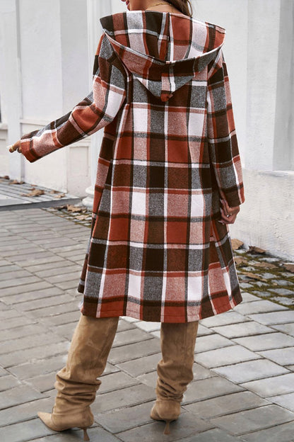 Women's Casual Loose Contrast Buttoned Hooded Jacket - Seldom Seen Styles