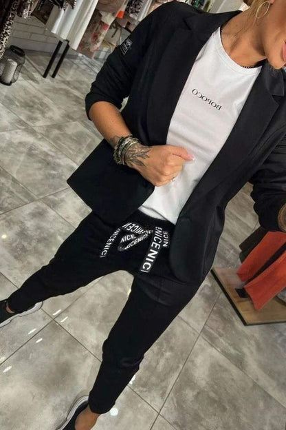 Women's Top Jacket & Elastic Pants Two-piece Set - Seldom Seen Styles