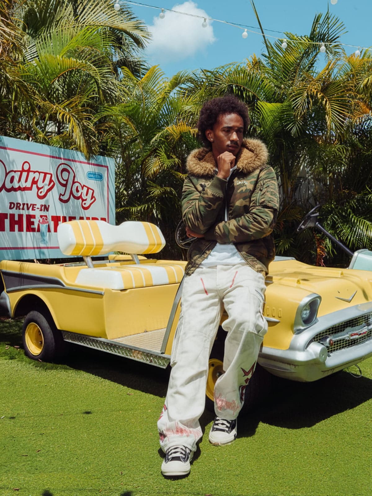 Camouflage Fur Collar Reversible Cotton Jacket - 2499 