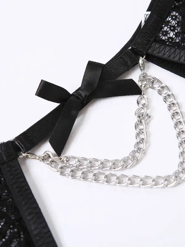 Lace 3 Piece Garter Lingerie Set - Seldom Seen Styles