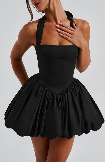 Halter Homecoming Dresses Short for Teens Satin Corset HOCO Dress Mini Bubble Formal Cocktail Party Gowns