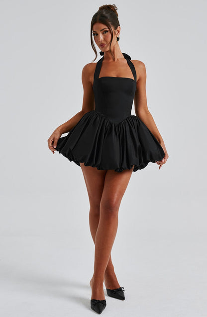 Halter Homecoming Dresses Short for Teens Satin Corset HOCO Dress Mini Bubble Formal Cocktail Party Gowns
