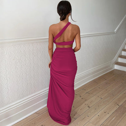 maxi dress with slit one shoulder dress two piece skirt set Sexy red one shoulder dress - Seldom Seen Styles