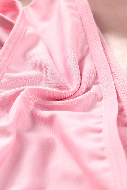 Pink Sheer Lace 3Pcs Garter Belt Lingerie Set - Seldom Seen Styles