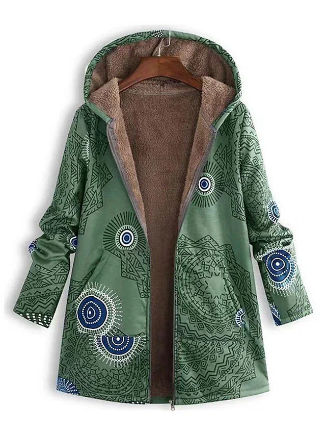 Womens Winter Button Up Patchwork Sherpa Fleece Lined Hooded Jacket Coat Linen Long Sleeve Warm Liner Pocket Coa - Seldom Seen Styles