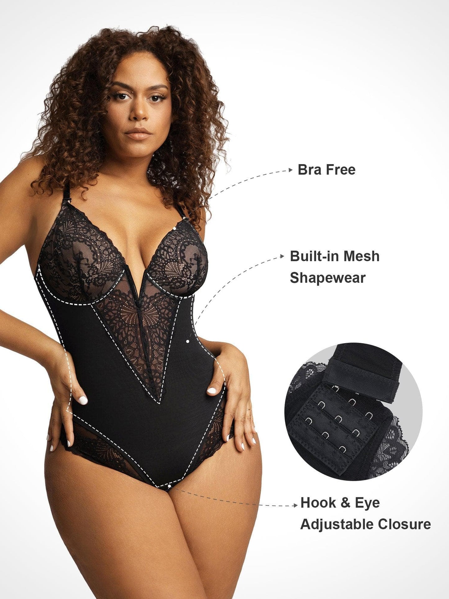 Popilush® Lace Bodysuit: Shapewear with Comfort