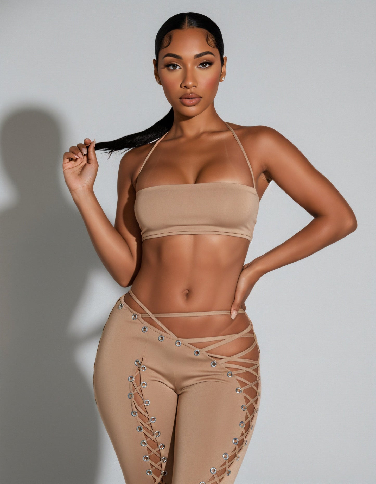 SORELA Crop Top & Lace-up Pants Set