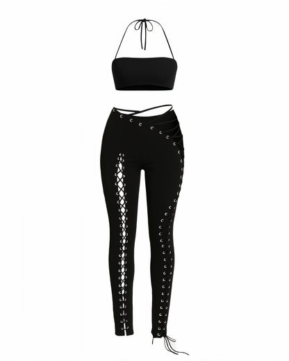 SORELA Crop Top & Lace-up Pants Set