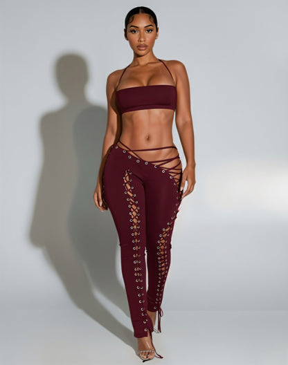 SORELA Crop Top & Lace-up Pants Set