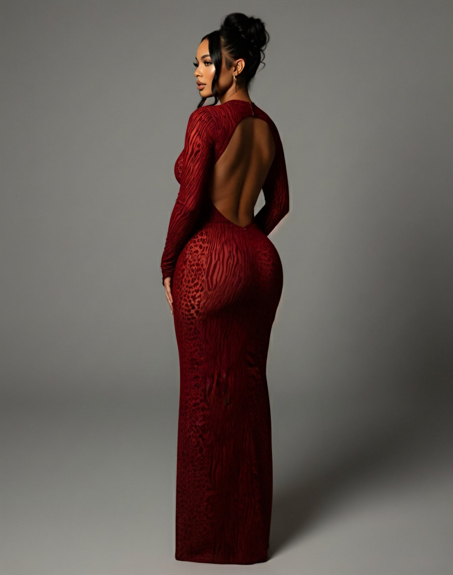 ASHLEY Mesh Open Back Maxi Dress