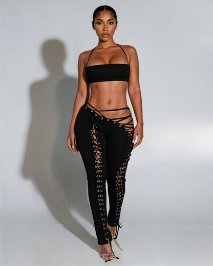 SORELA Crop Top & Lace-up Pants Set