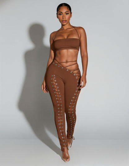 SORELA Crop Top & Lace-up Pants Set