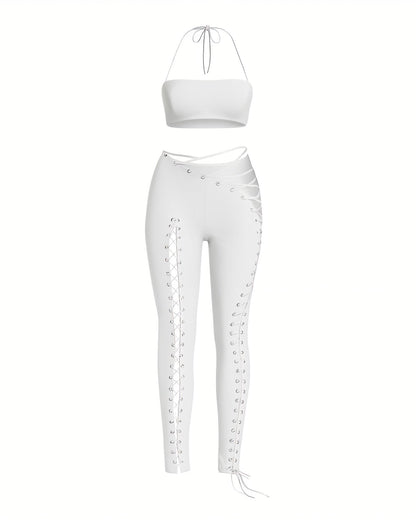 SORELA Crop Top & Lace-up Pants Set