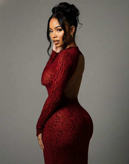 ASHLEY Mesh Open Back Maxi Dress