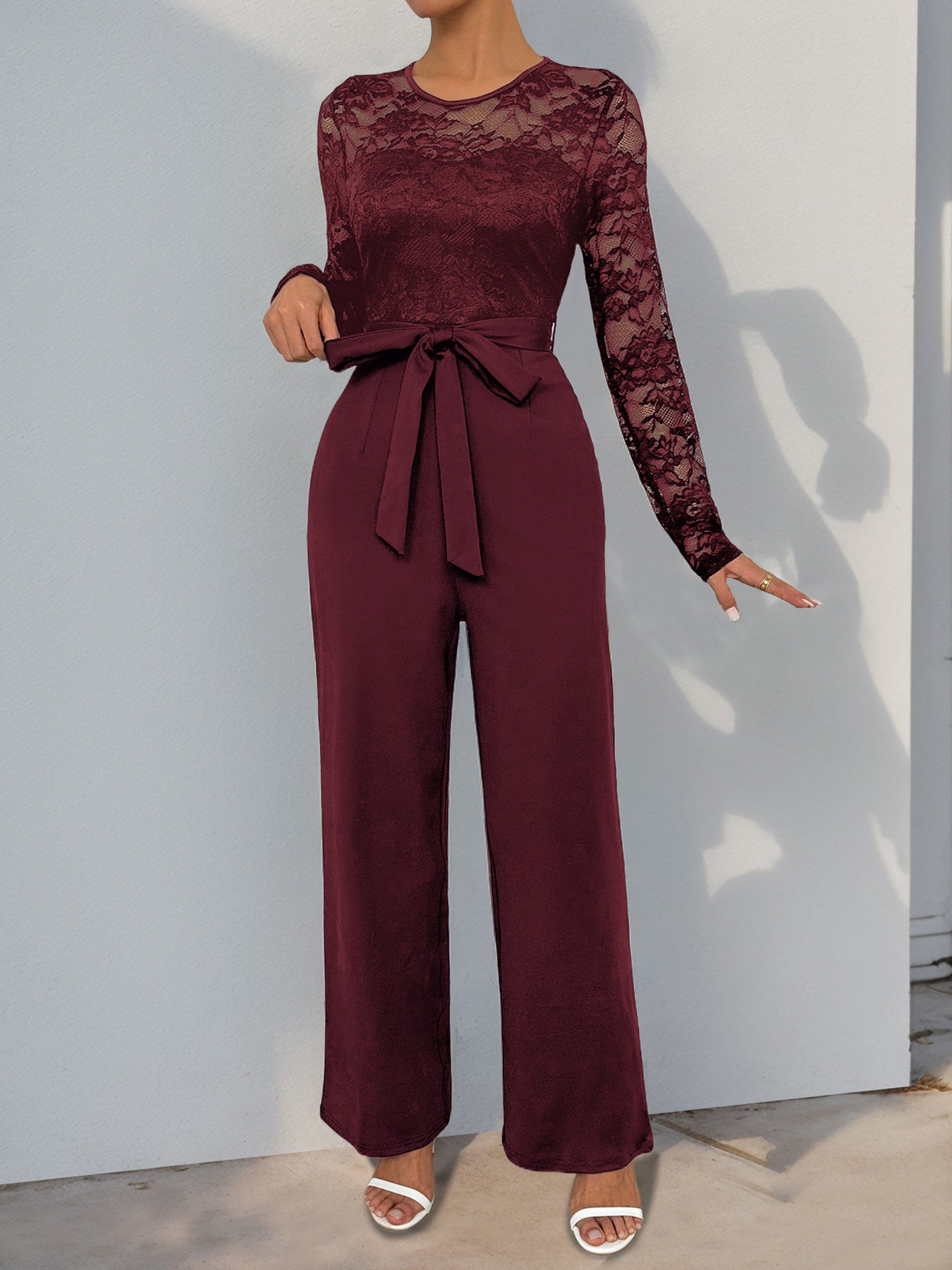 sexycherry Formal Jumpsuit for Women Dressy Wedding Guest Elegant Long Sleeve Long Straight Pants Cocktail Party Rompers - Seldom Seen Styles