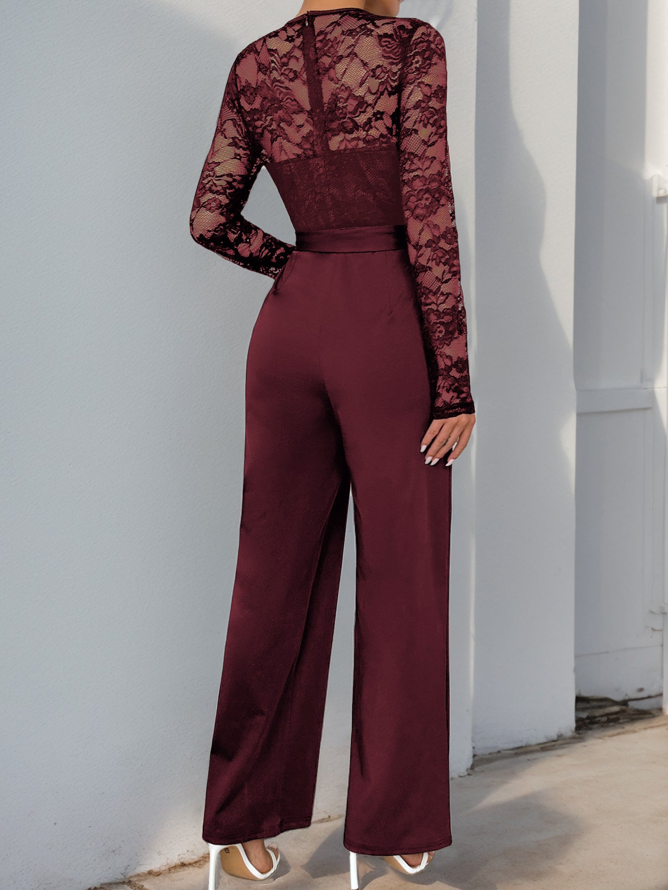 sexycherry Formal Jumpsuit for Women Dressy Wedding Guest Elegant Long Sleeve Long Straight Pants Cocktail Party Rompers - Seldom Seen Styles